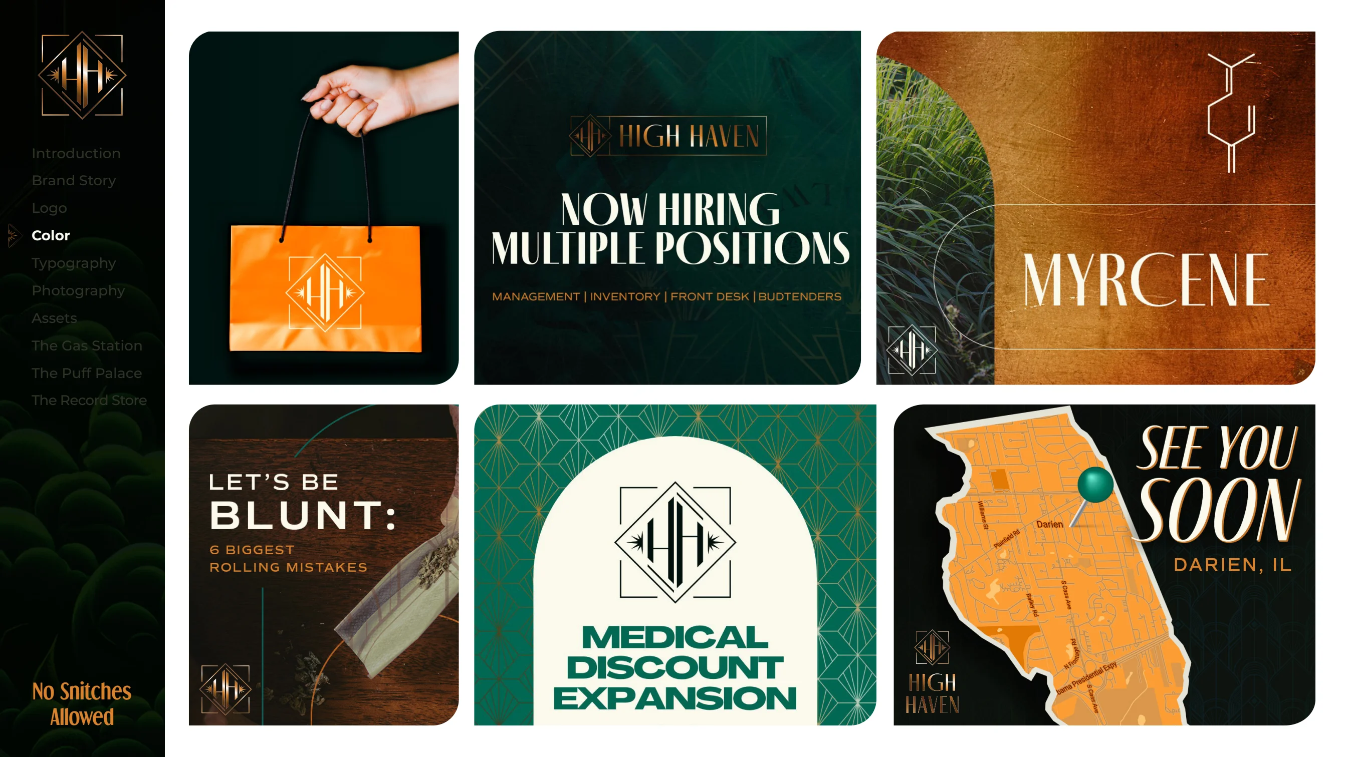 High Haven brand applications from the completed 2024 brand guide.