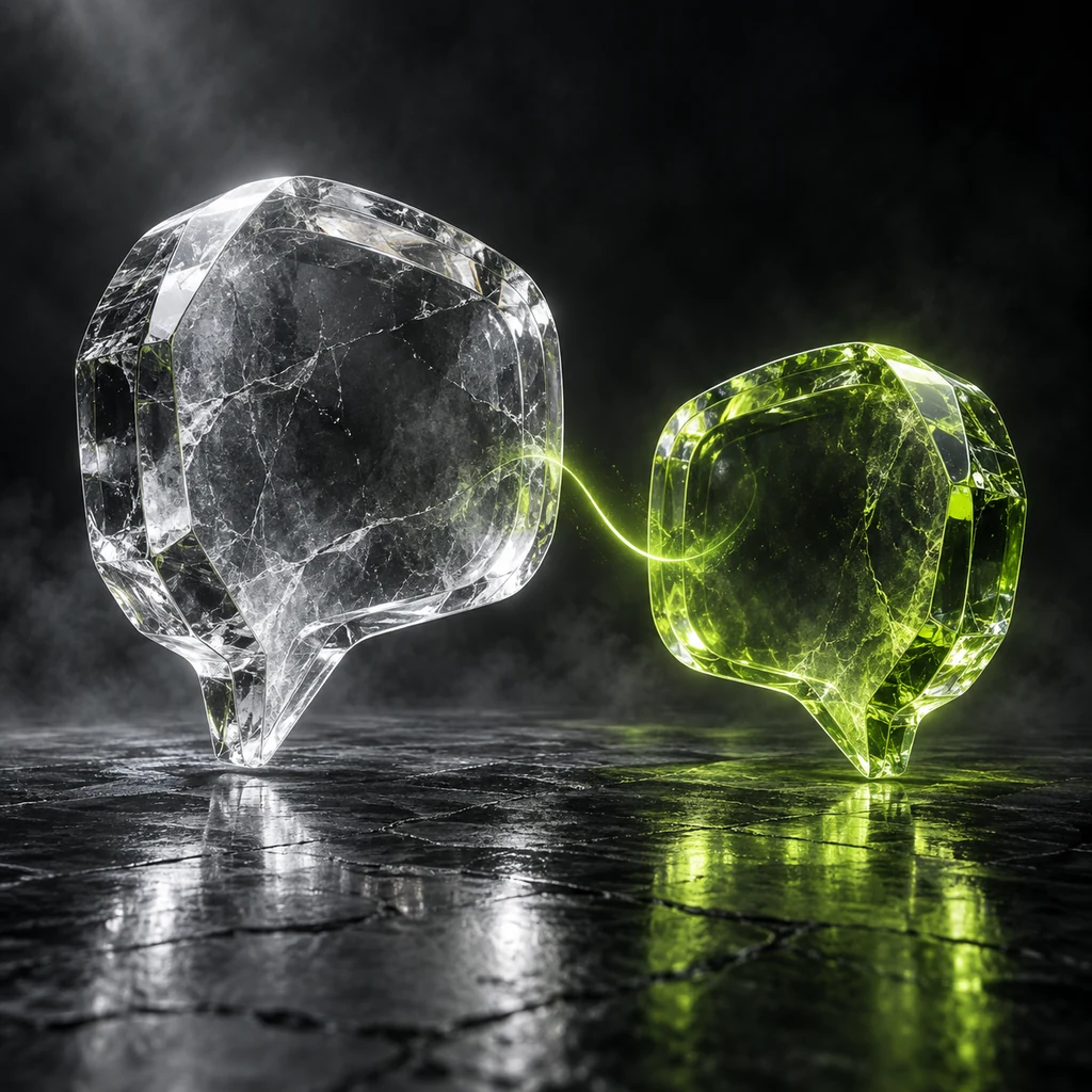 Two glass conversation forms facing each other.